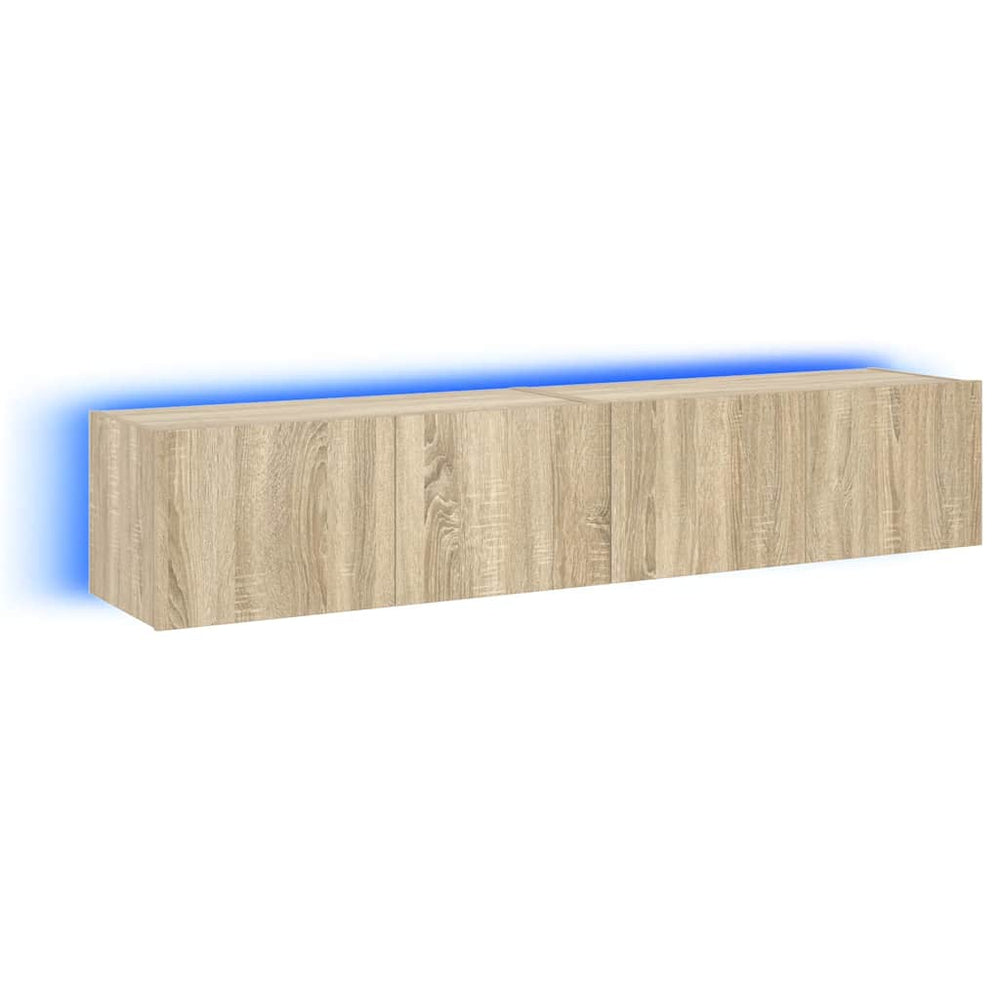 vidaXL TV Wall Cabinets with LED Lights 2 pcs. Sonoma Oak 80x35x31cm