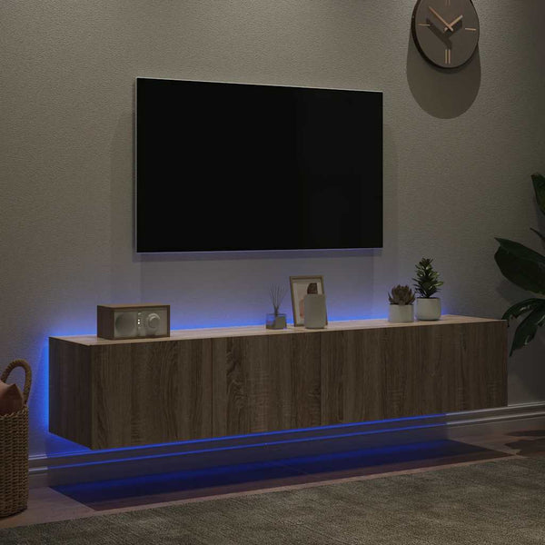 TV-Wandschränke mit LED Sonoma-Eiche 2er Set