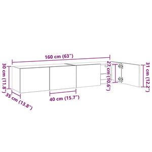 TV-Wandschränke mit LED Sonoma-Eiche 2er Set