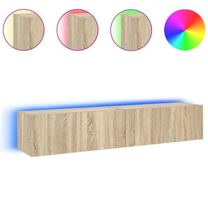 TV-Wandschränke mit LED Sonoma-Eiche 2er Set