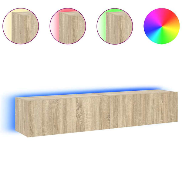 TV-Wandschränke mit LED Sonoma-Eiche 2er Set