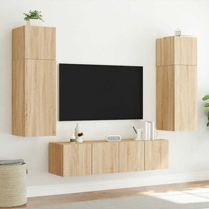 TV-Wandschränke mit LED Sonoma-Eiche 2er Set