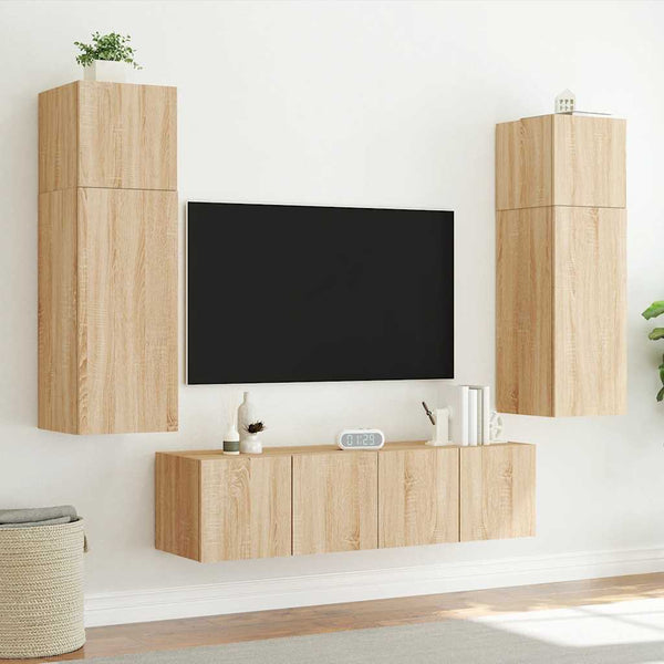 TV-Wandschränke mit LED Sonoma-Eiche 2er Set
