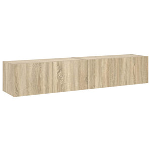 TV-Wandschränke mit LED Sonoma-Eiche 2er Set