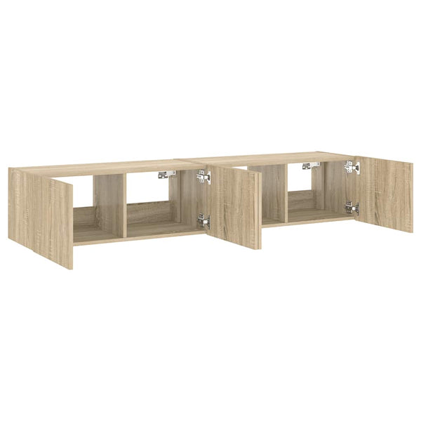 TV-Wandschränke mit LED Sonoma-Eiche 2er Set