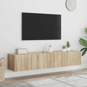 TV-Wandschränke mit LED Sonoma-Eiche 2er Set