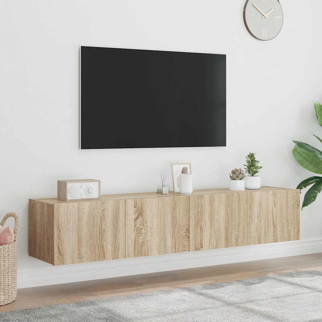 TV-Wandschränke mit LED Sonoma-Eiche 2er Set