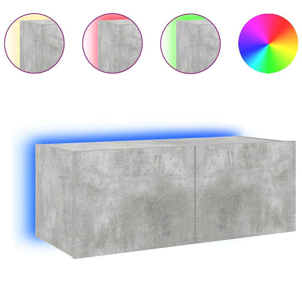 TV-Wandschrank mit LED Betongrau 80 cm
