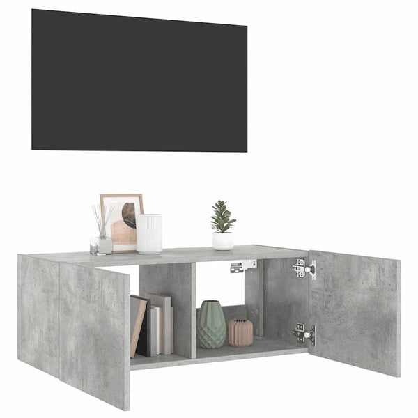TV-Wandschrank mit LED Betongrau 80 cm
