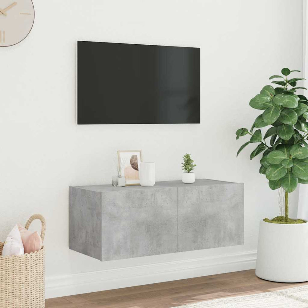 TV-Wandschrank mit LED Betongrau 80 cm