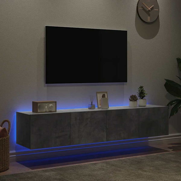 TV-Wandschränke mit LED, 2er-Set, Betongrau