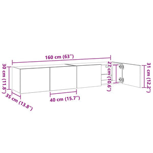 TV-Wandschränke mit LED, 2er-Set, Betongrau