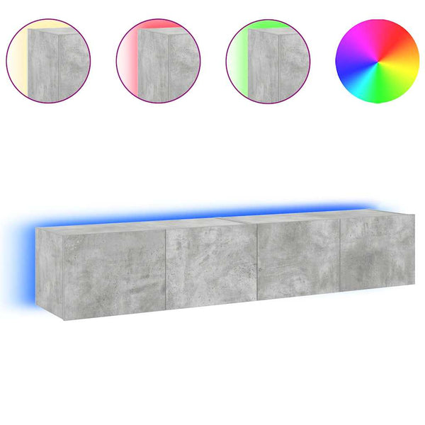 TV-Wandschränke mit LED, 2er-Set, Betongrau
