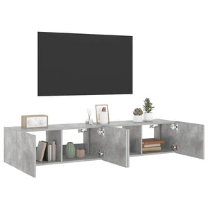 TV-Wandschränke mit LED, 2er-Set, Betongrau