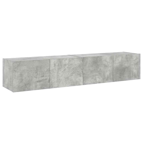 TV-Wandschränke mit LED, 2er-Set, Betongrau