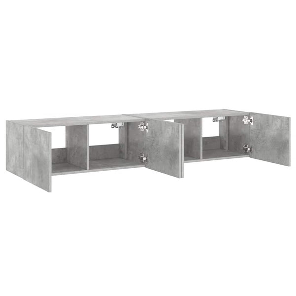 TV-Wandschränke mit LED, 2er-Set, Betongrau