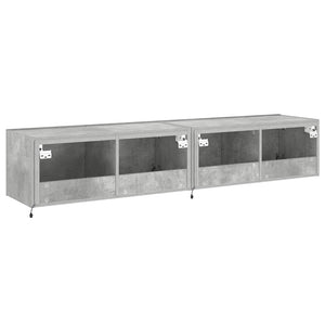 TV-Wandschränke mit LED, 2er-Set, Betongrau