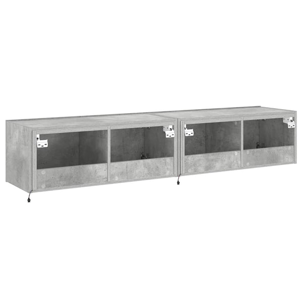 TV-Wandschränke mit LED, 2er-Set, Betongrau