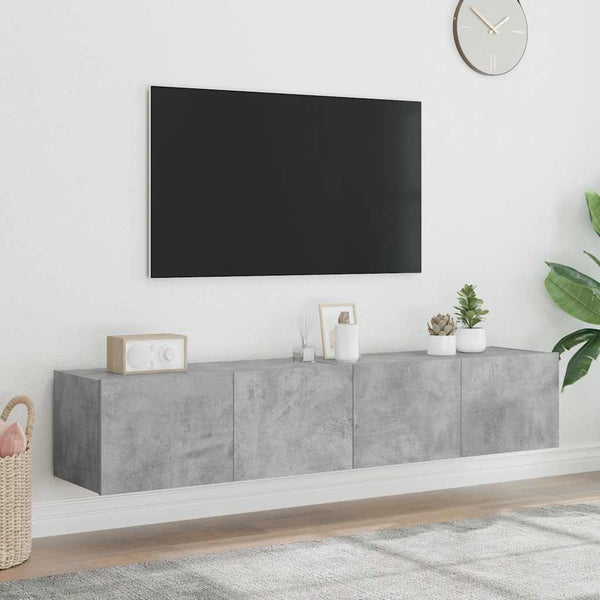 TV-Wandschränke mit LED, 2er-Set, Betongrau