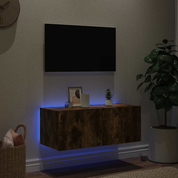 TV-Wandschrank Räuchereiche mit LED 80cm