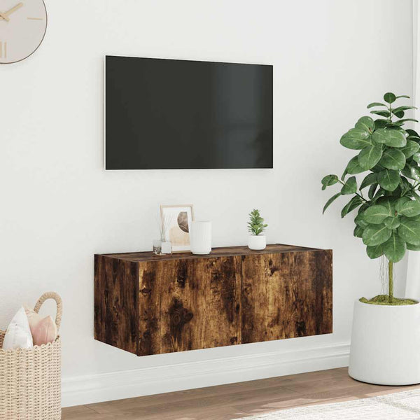 TV-Wandschrank Räuchereiche mit LED 80cm