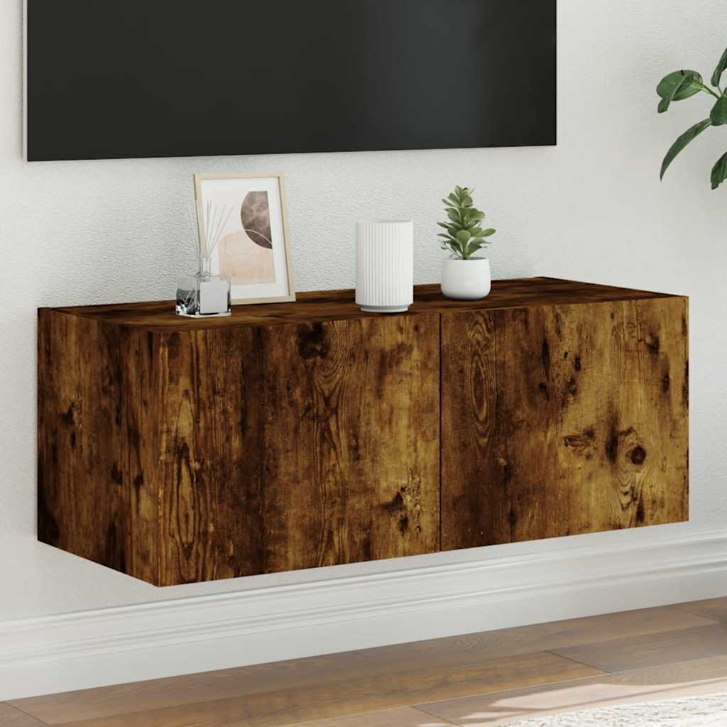 TV-Wandschrank Räuchereiche mit LED 80cm