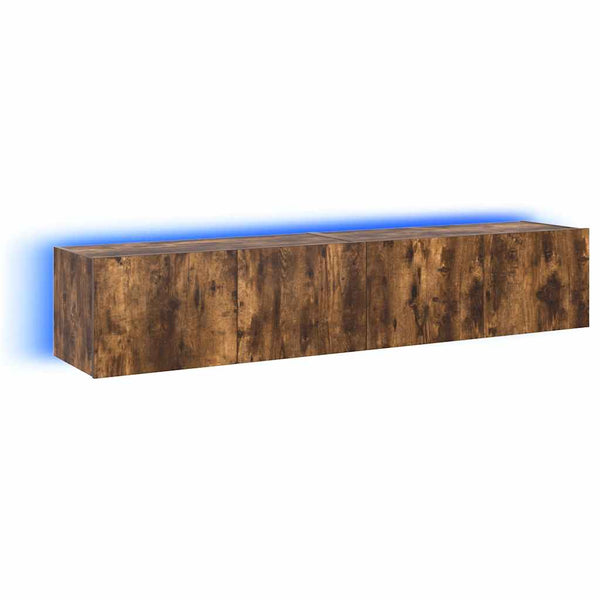 TV-Wandschränke mit LED Räuchereiche 80x35x31cm, 2er-Set