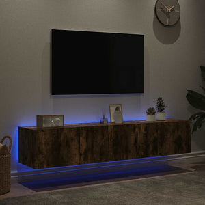 TV-Wandschränke mit LED Räuchereiche 80x35x31cm, 2er-Set