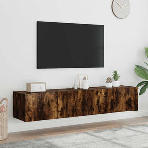 TV-Wandschränke mit LED Räuchereiche 80x35x31cm, 2er-Set