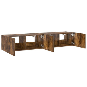 TV-Wandschränke mit LED Räuchereiche 80x35x31cm, 2er-Set