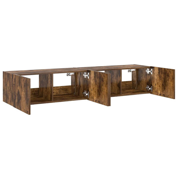 TV-Wandschränke mit LED Räuchereiche 80x35x31cm, 2er-Set