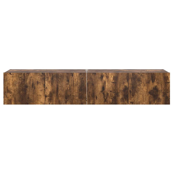 TV-Wandschränke mit LED Räuchereiche 80x35x31cm, 2er-Set