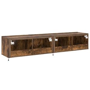 TV-Wandschränke mit LED Räuchereiche 80x35x31cm, 2er-Set
