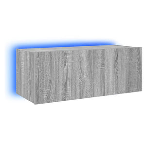 Grauer TV-Wandschrank mit LED-Beleuchtung