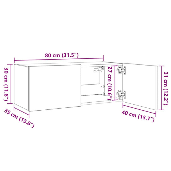 Grauer TV-Wandschrank mit LED-Beleuchtung