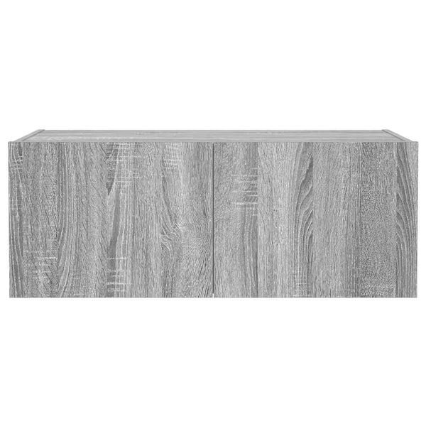 Grauer TV-Wandschrank mit LED-Beleuchtung