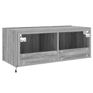 Grauer TV-Wandschrank mit LED-Beleuchtung