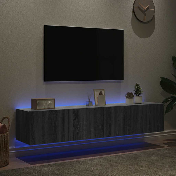 TV-Wandschränke mit LED Grau Sonoma 2er-Set