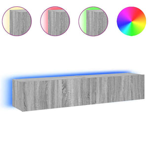 TV-Wandschränke mit LED Grau Sonoma 2er-Set