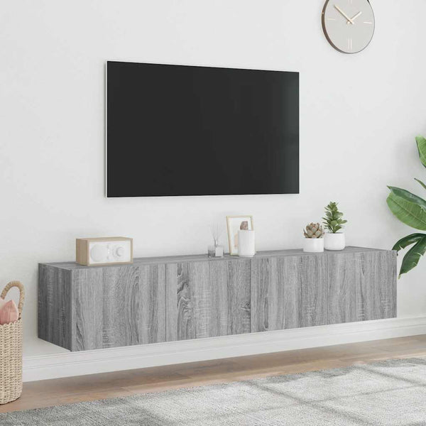 TV-Wandschränke mit LED Grau Sonoma 2er-Set