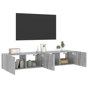 TV-Wandschränke mit LED Grau Sonoma 2er-Set