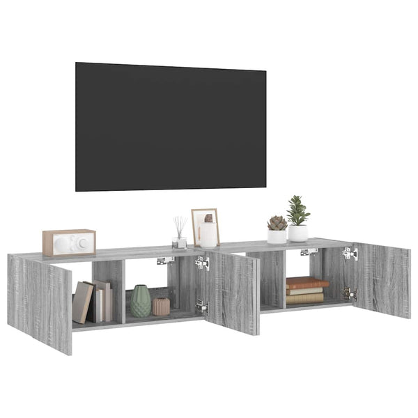 TV-Wandschränke mit LED Grau Sonoma 2er-Set
