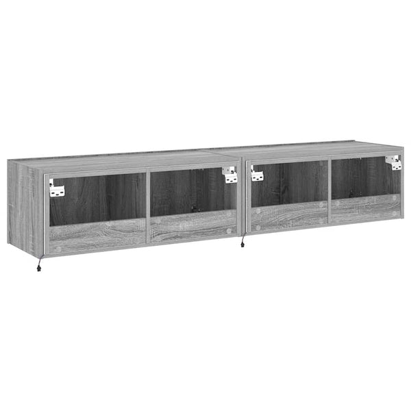TV-Wandschränke mit LED Grau Sonoma 2er-Set