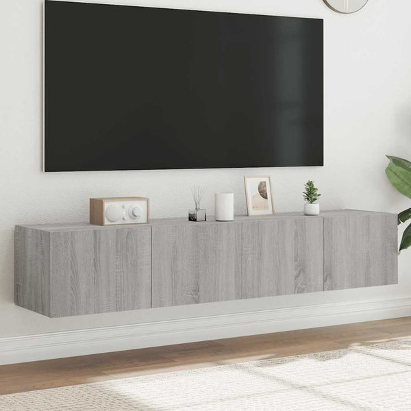 TV-Wandschränke mit LED Grau Sonoma 2er-Set