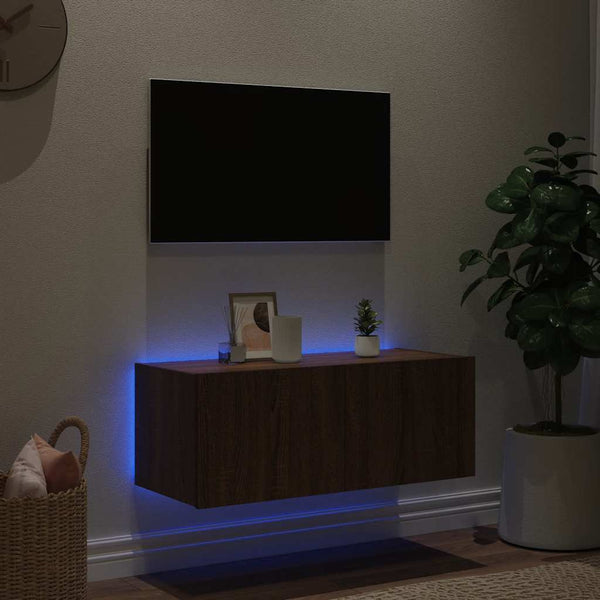 TV-Wandschrank mit LED Eichen-Optik