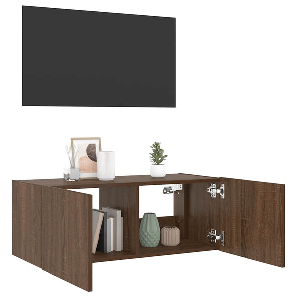 TV-Wandschrank mit LED Eichen-Optik