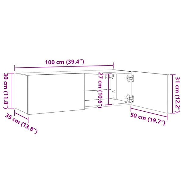 TV-Wandschrank mit LED Weiß 100cm