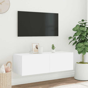TV-Wandschrank mit LED Weiß 100cm