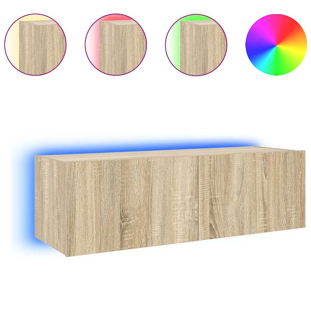 TV-Wandschrank mit LED Sonoma-Eiche 100 cm