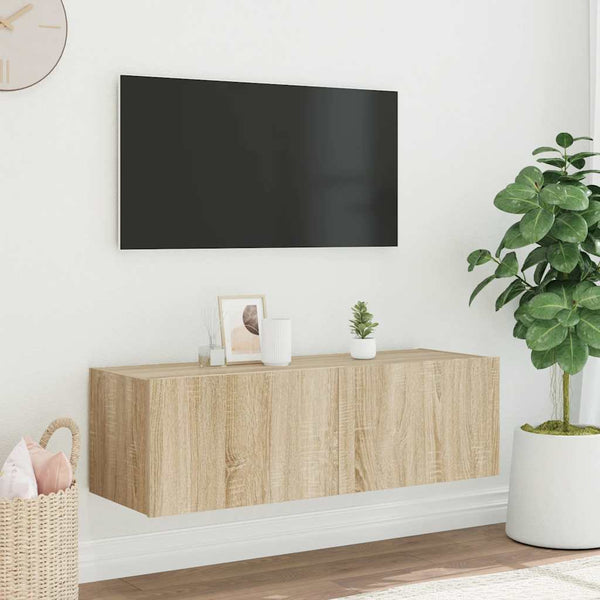 TV-Wandschrank mit LED Sonoma-Eiche 100 cm